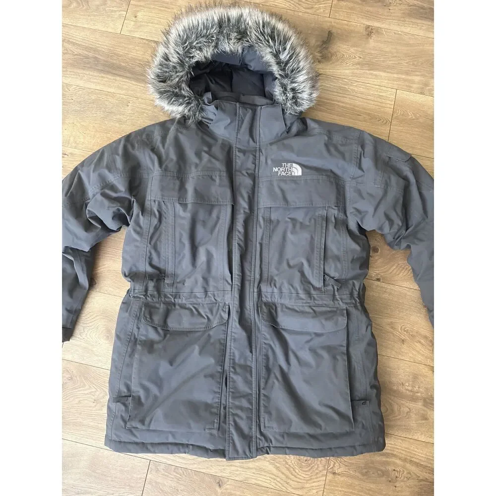 THE NORTH FACE xl mens mcmurdo parka down coat hooded fur grey down winter coat